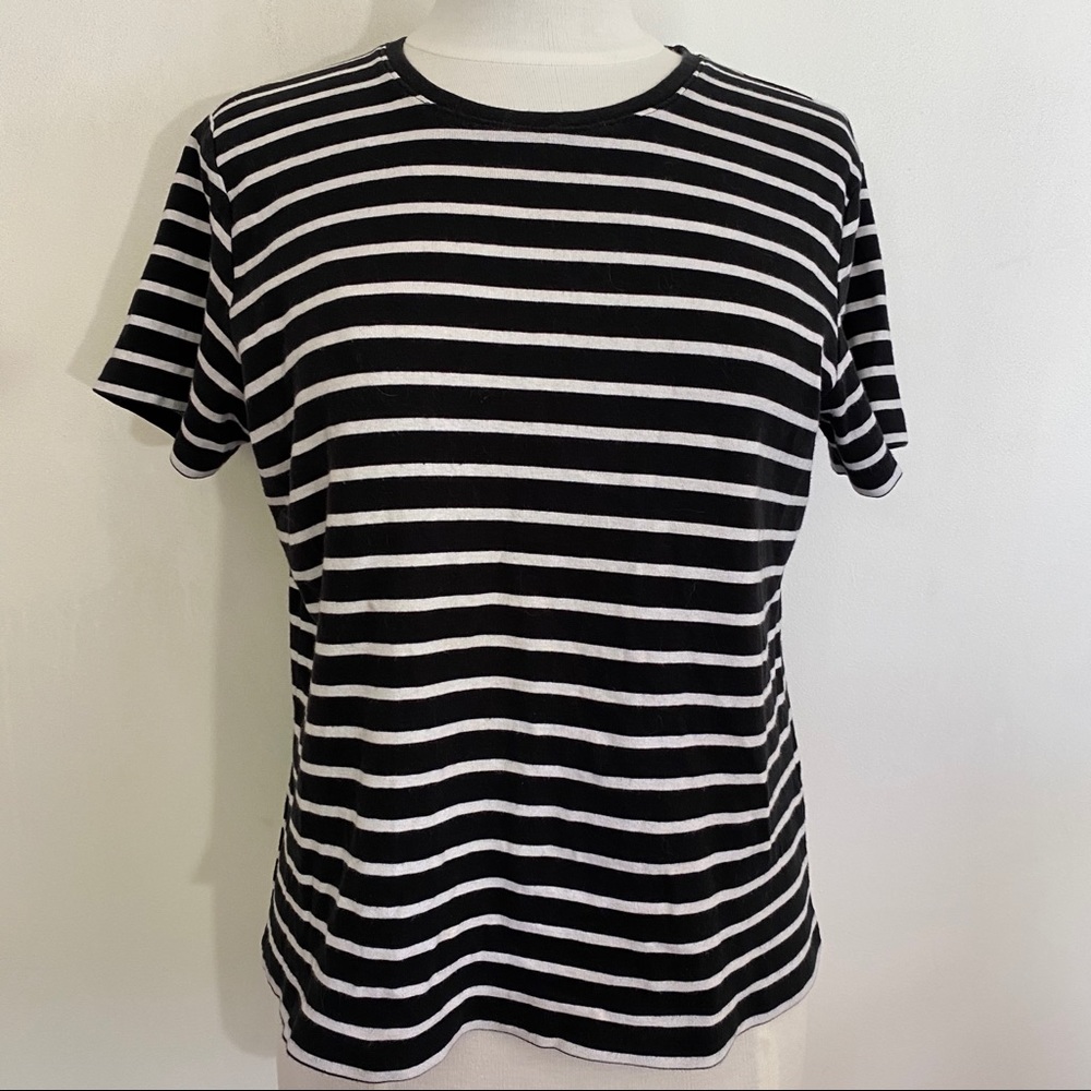 REQUIREMENTS stripe crew neck cotton tee L